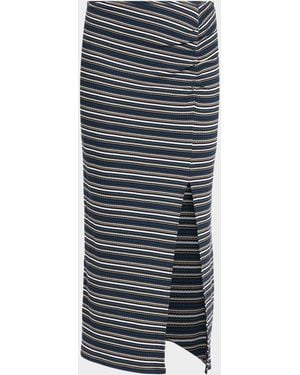 Ramy Brook Val Striped Straight Midi Skirt - Gray