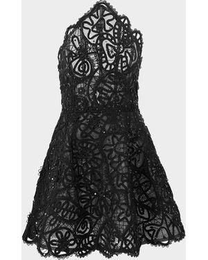 Carolina Herrera Embellished Lace Curved Strapless Mini Dress - Black