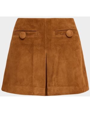 Marc Jacobs Suede Pleat Mini Skirt - Brown