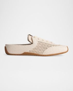 Rag & Bone Retro Runner Raffia Sneaker Mules - White
