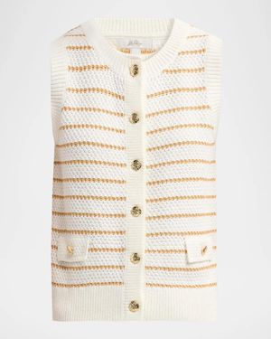 Lilly Pulitzer Shayna Palm Tree Striped Sweater Vest - Natural