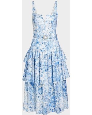 Generation Love Celeste Floral Cotton Poplin Midi Dress - Blue