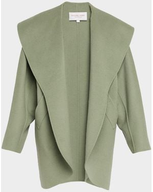 Michael Kors Shawl Clutch Coat Double-Faced Plush Wool - Green