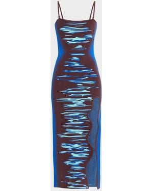 Ph5 Iris Wavy Side-Slit Midi Dress - Blue
