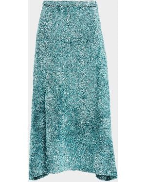 Zankov Zander Metallic Tinsel Knit Midi Skirt - Blue