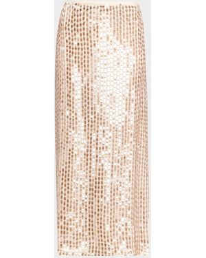 Zankov Sequined Silk Maxi Skirt - Natural