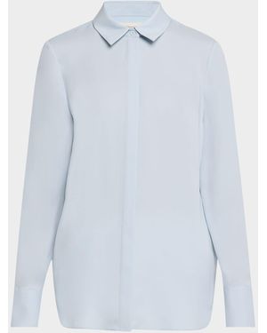 Lafayette 148 New York Scottie Silk Button-Down Blouse - Blue