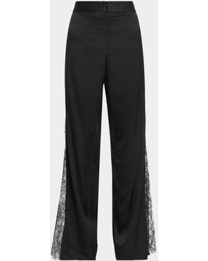 JBQ Deacon Lace-Insert Satin Pants - Black