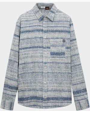 Loewe Apos;S X Paula & Apos;S Ibiza Striped Cotton-Blend Shirt - Blue