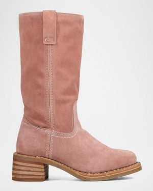 Frye Campus 12R Suede Mid-Calf Boots - Pink