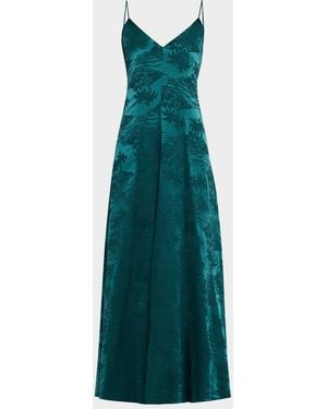 Marie Oliver Levine Sleeveless Jacquard Satin Maxi Dress - Green