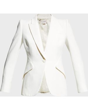 McQueen Classic Single-Breasted Suiting Blazer - White