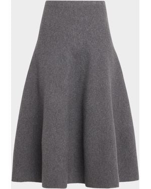 Brandon Maxwell Miller Structured Wool Midi Skirt - Gray