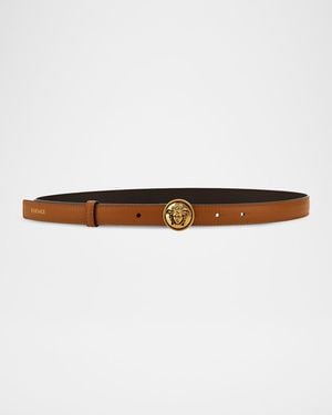 Versace Medusa Leather Belt - White