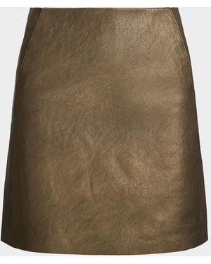 Ralph Lauren Carreen Foiled Lambskin Skirt - Green