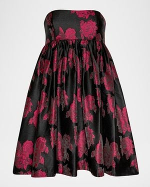 MISA Los Angles Lamar Floral Jacquard Mini Dress - Red