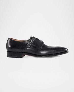 Paul Stuart Apos;S Samson Leather Monk Strap Loafers - Black
