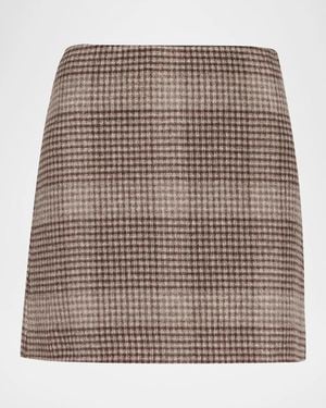 Theory Plaid Tweed Mini Skirt - Brown