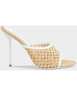 Paris Texas 105Mm Lidia Woven Mule Sandals - Metallic