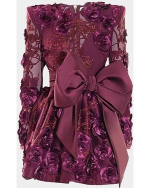 Zhivago The Beautiful & The Lost Floral Mesh Mini Dress - Purple