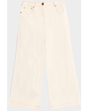 Toccin Blaire Wide-Leg Cotton Denim Weekend Pants - Natural