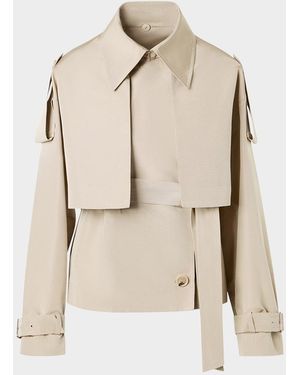 Akris David Duo Ottoman Silk Duo Trench Coat With Bolero - Natural