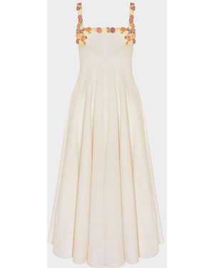 PATBO Gabriela Beaded Fit-&-Flare Midi Dress - White