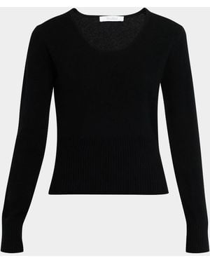 Max Mara Scoop-Neck Fitted Wool-Cashmere Sweater - Black