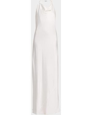 Stella McCartney Cowl-Neck Enverse Satin Backless Halter Gown - White