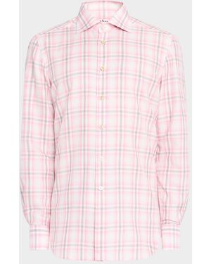 Kiton Check Sport Shirt - Pink
