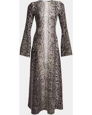 Gabriela Hearst Aalia Greyscale Cashmere-Silk Maxi Dress - Gray