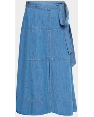Tanya Taylor Hudley Denim Midi Skirt - Blue