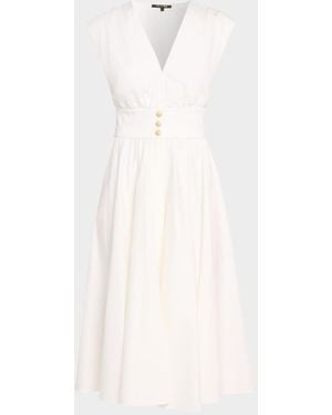 Kobi Halperin Rose Cap-Sleeve Midi Dress With Pockets - White