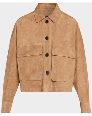 Arma Miri Boxy Lambskin Suede Jacket - Natural