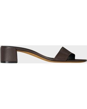 The Row Leather Mule Sandals - Brown