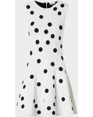 Akris Punto Sleeveless Polka Dot Knit Mini Swing Dress - White