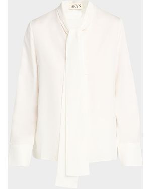 Ak Studio Viola Tie-Neck Shirt - White