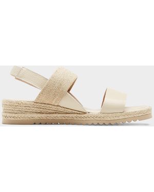 La Canadienne Rowena Leather Espadrille Wedge Sandals - White