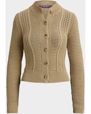 Ralph Lauren Cotton Textured Cardigan Sweater - Natural