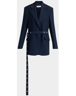 Stella McCartney Stud-Belted Oversized Blazer - Blue