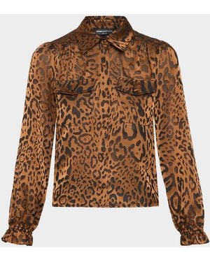 Generation Love Priya Leopard Georgette Shirt - Brown