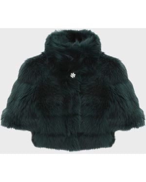 Gorski Reversible Merinillo Lamb Shearling Bolero Jacket With Cropped Sleeves - Black