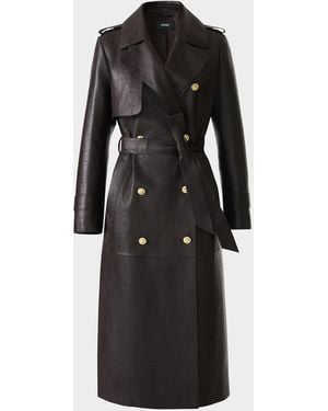 Mackage Gael-Nv Croc-Embossed Leather Trench Coat - Black