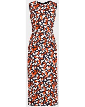Mantu Sleeveless Floral-Print Bodycon Midi Dress - White