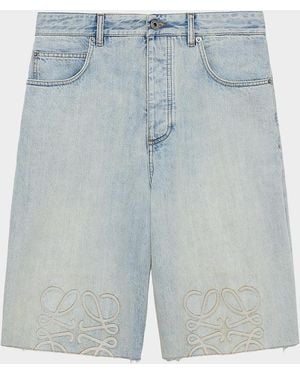 Loewe Apos;S Anagram Denim Shorts - Blue