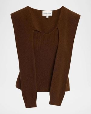 Cara Cara Ember Fitted V-Neck Combo Top - Brown