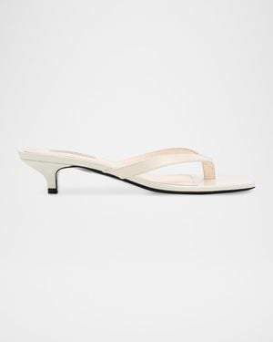 TOTEME 35Mm Naplack Leather Kitten-Heel Thong Sandals - Natural