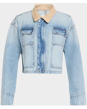 SLVRLAKE Denim Conner Cropped Denim Work Jacket - Blue