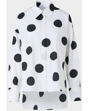 Akris Punto Polka Dot Cotton Poplin High-Low Button-Down Shirt - White