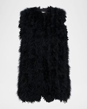 Yves Salomon Cropped Feather Gilet - Black
